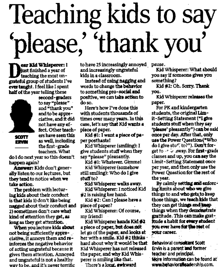 Teaching kids to say please